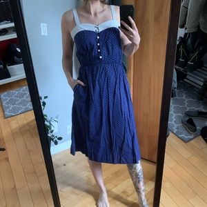 Vintage polka dot navy dress